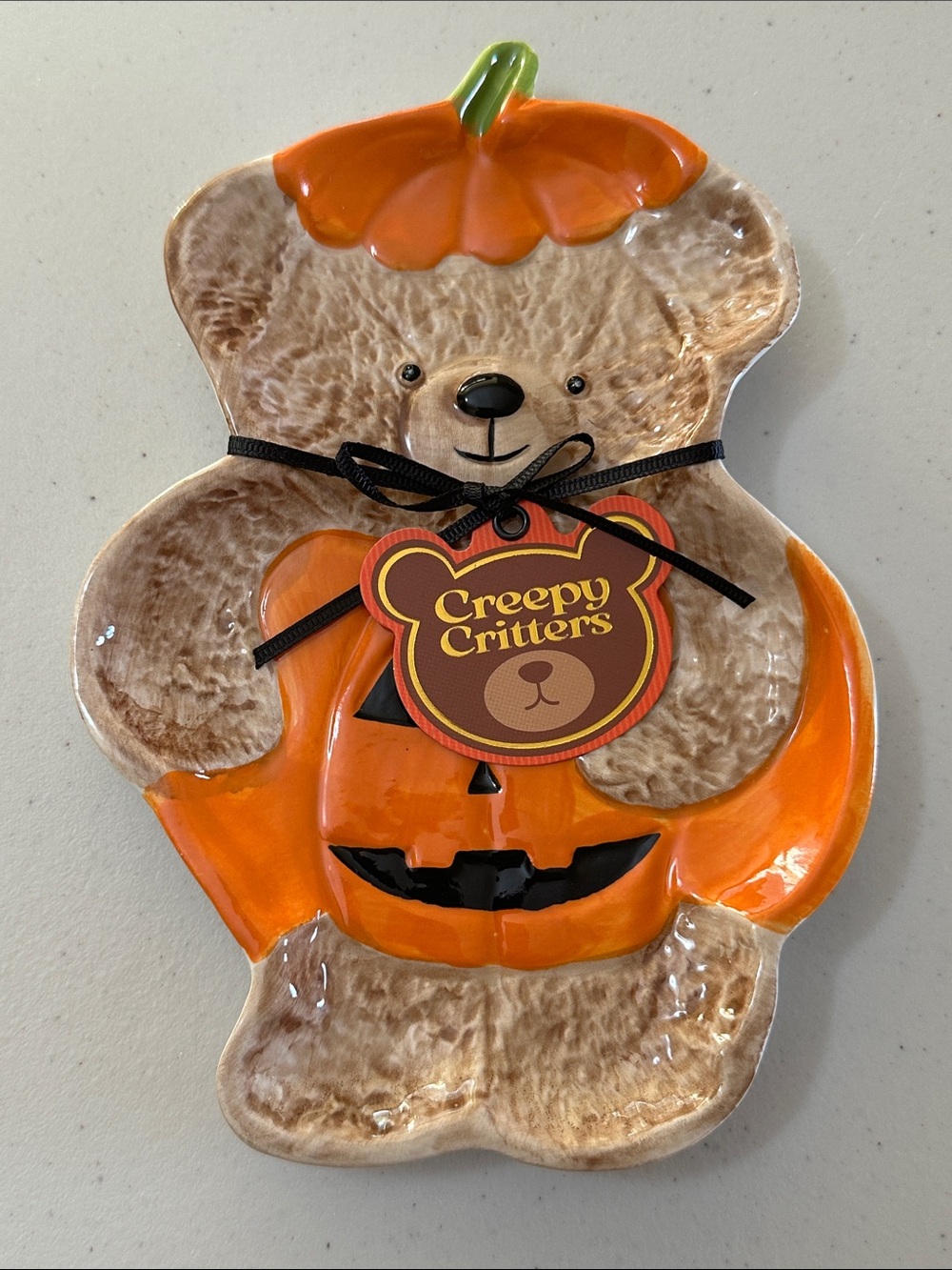 Halloween Pumpkin Ceramic Spoon Rest - Orange